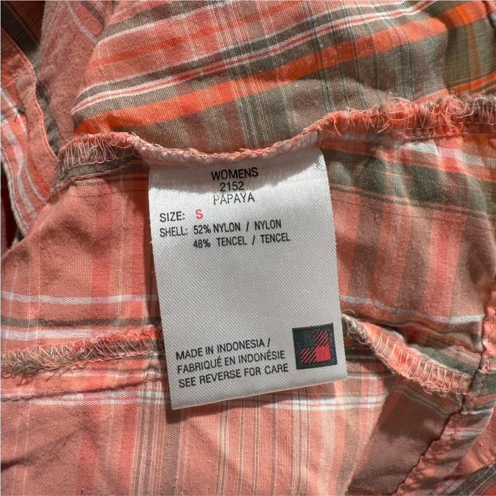 Woolrich Plaid Button-Up Short Sleeve Shirt Orange, Gorpcore Outdoors Cabin core - Picture 10 of 12